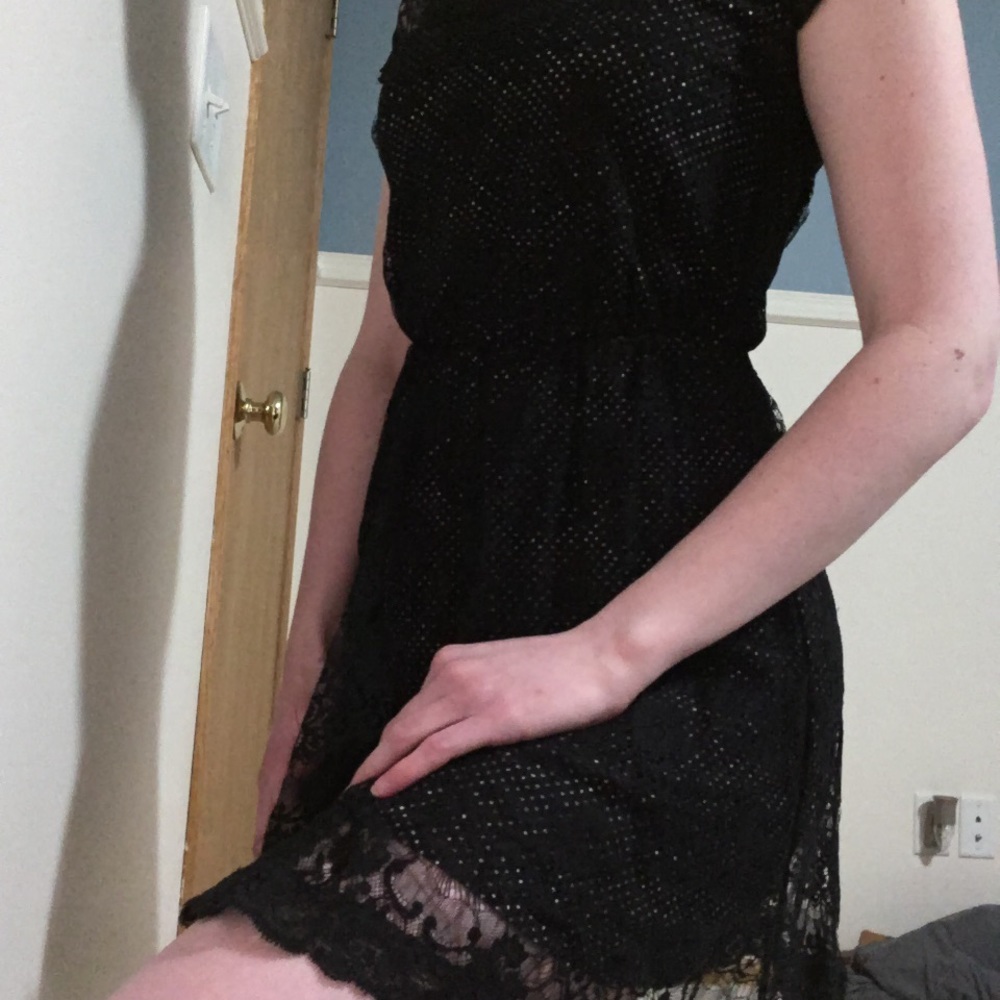 Polka dot and lace dress